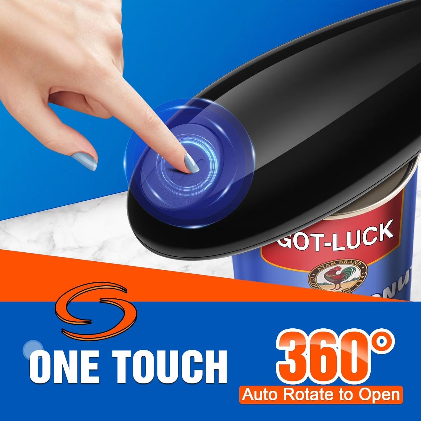 Electric Can Opener, One Touch Automatic Can Openers, Fit Different Can Sizes and Shape with No Sharp Edges, Best Kitchen Gadgets for Seniors, Arthritis, and Chef