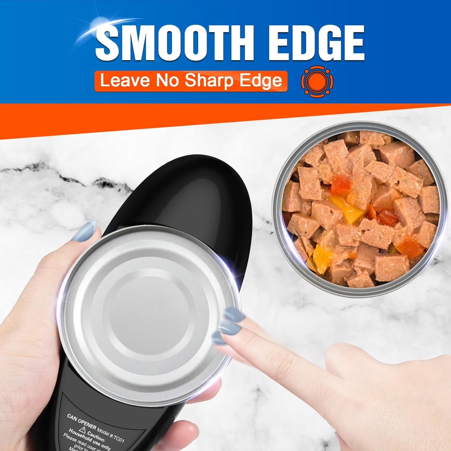 Electric Can Opener, One Touch Automatic Can Openers, Fit Different Can Sizes and Shape with No Sharp Edges, Best Kitchen Gadgets for Seniors, Arthritis, and Chef