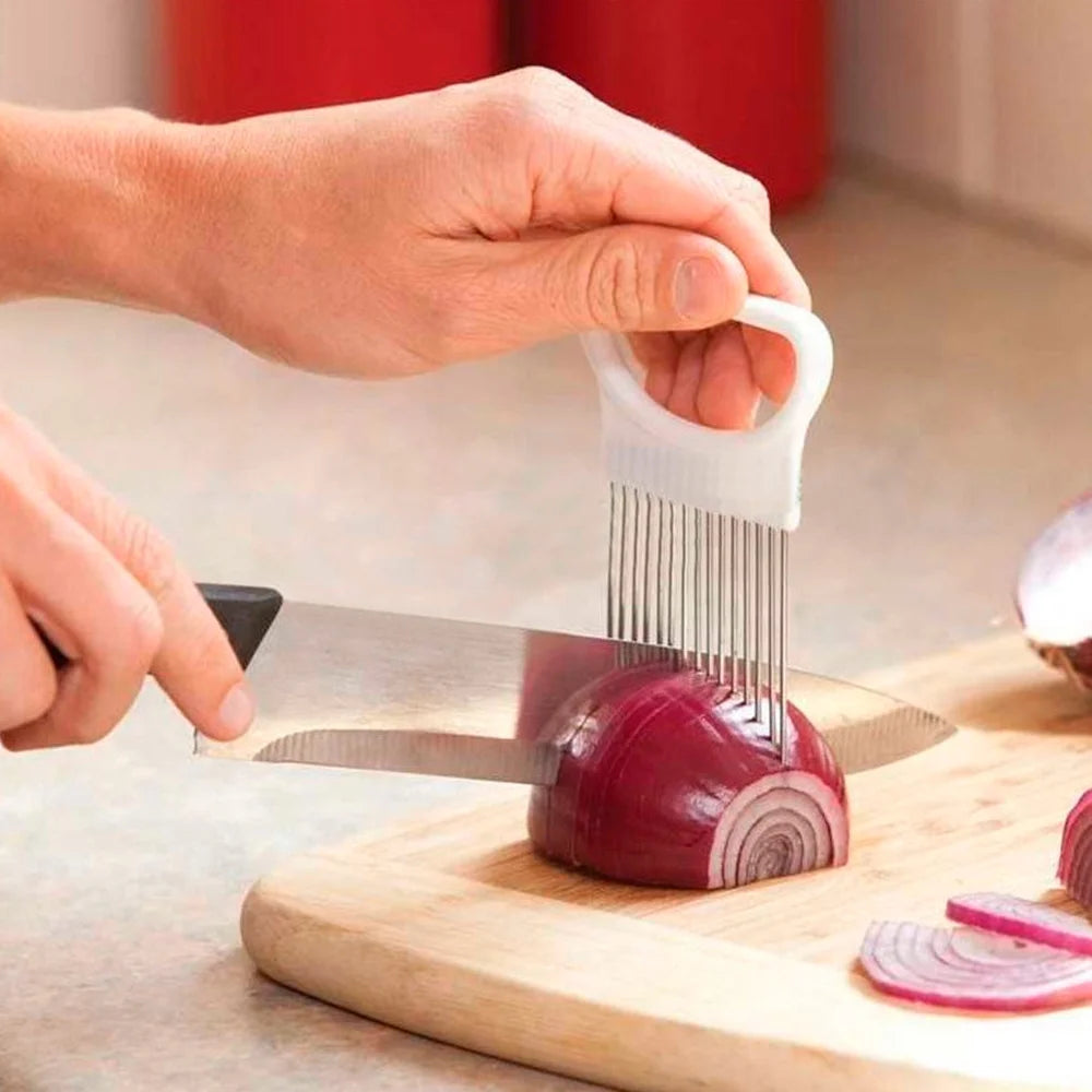 Stainless Steel Onion Slicer Vegetable Tomato Holder Cutter Kitchen Tool Gadgets