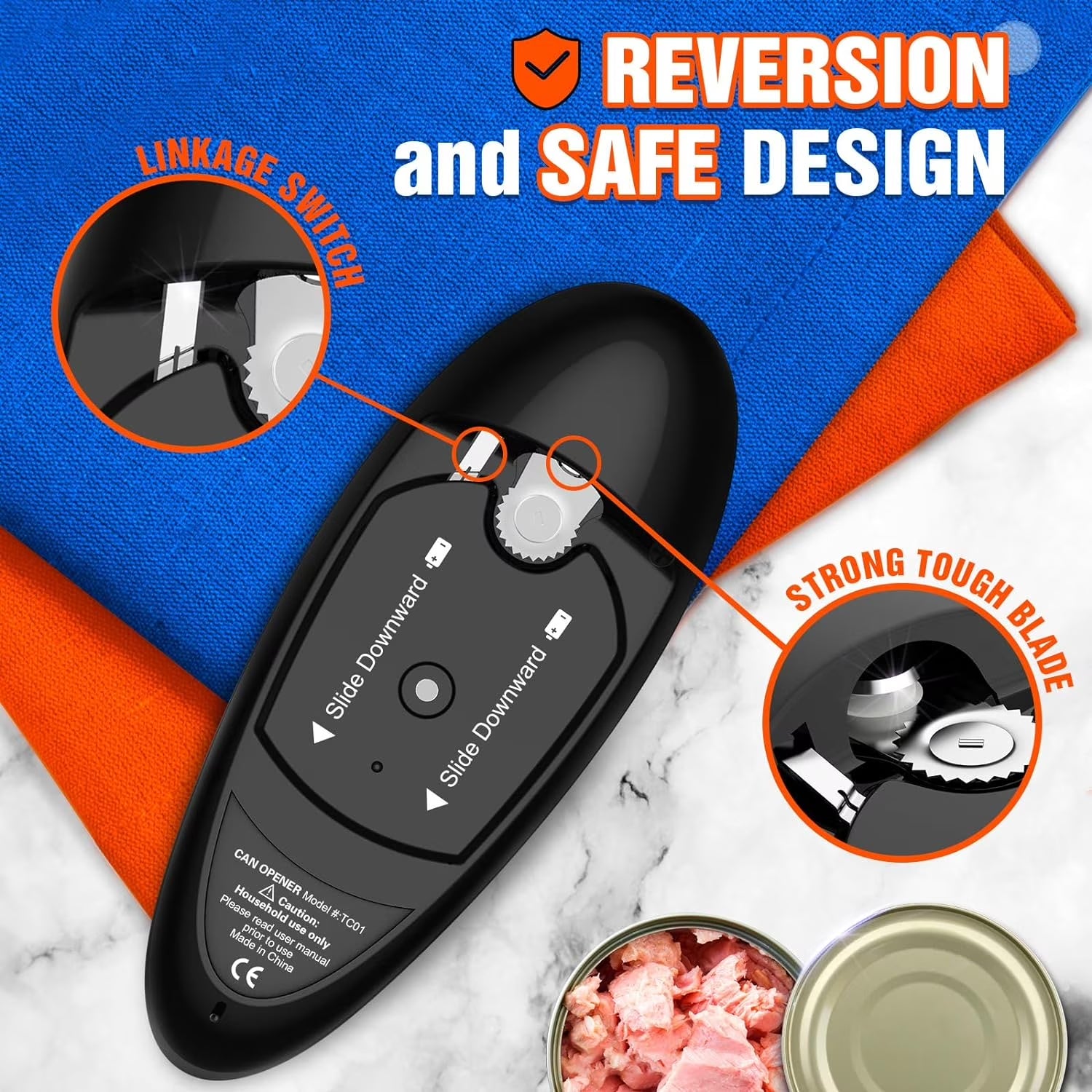 Electric Can Opener, One Touch Automatic Can Openers, Fit Different Can Sizes and Shape with No Sharp Edges, Best Kitchen Gadgets for Seniors, Arthritis, and Chef