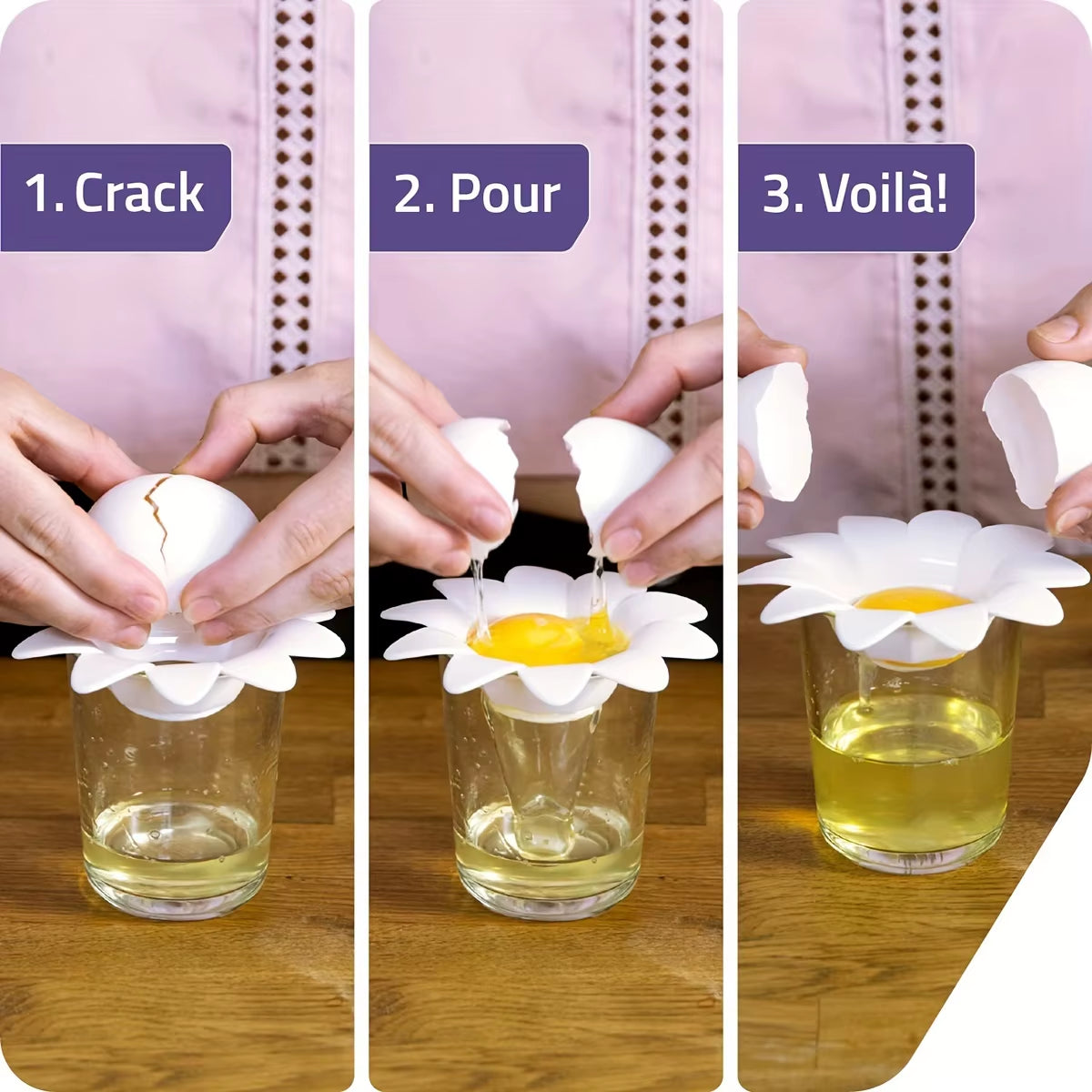 1Pc/ Cute Flower Design Egg White Yolk Separator Kitchen Gadgets Baking Tools Egg Extractor